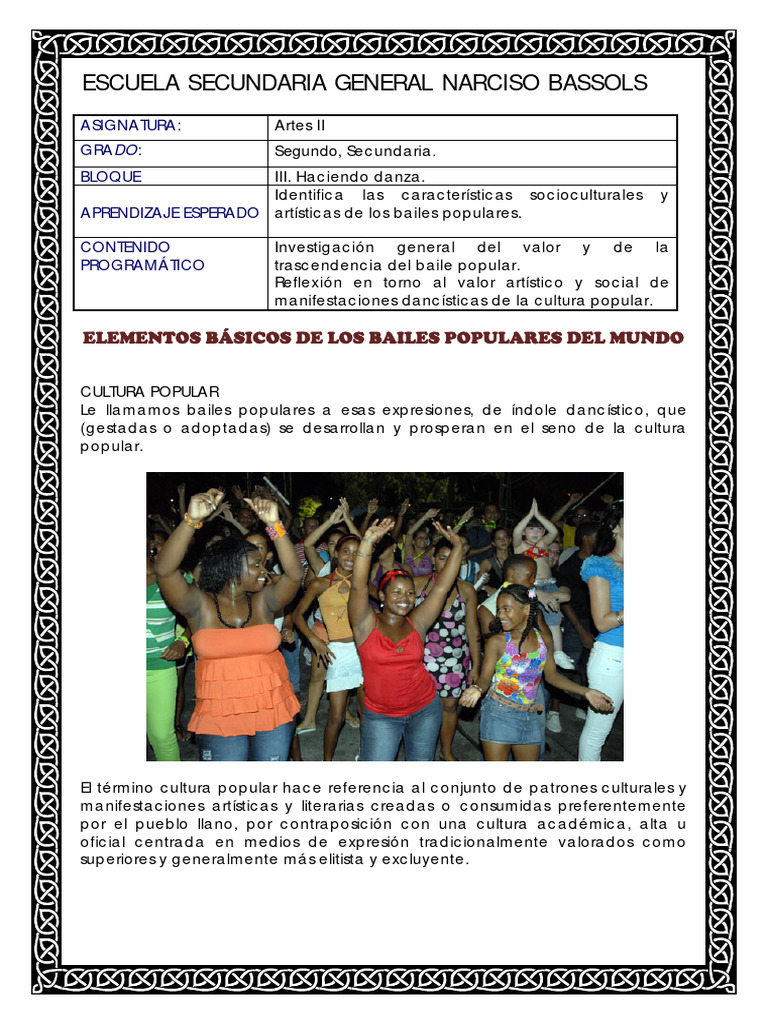 06a004 - Bailes Populares. 3ro | PDF | Bailes | Baile de salón