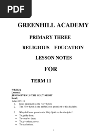 P3 Religious Education Term Ii Notes