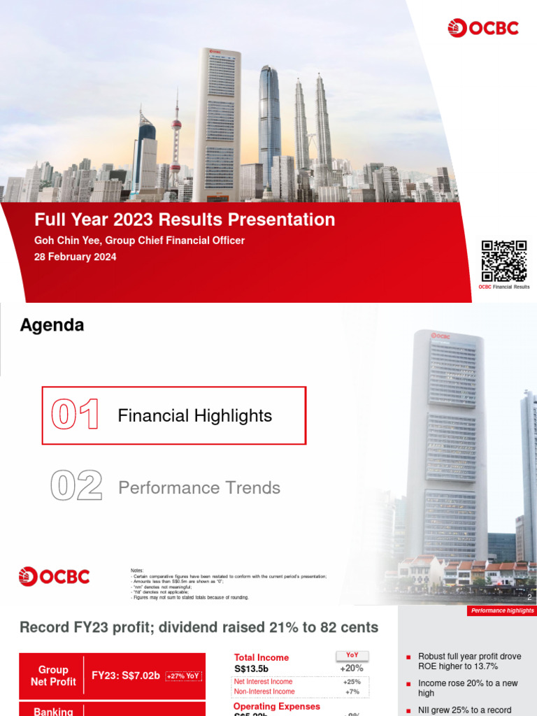Ocbc Fy23 Results Presentation | PDF | Cost Of Living | Investing