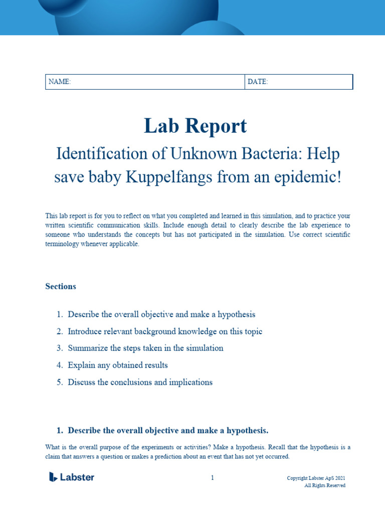 Lab Report - Identification of Unknown Bacteria - Updated | Download ...