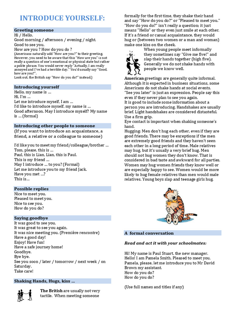Greetings and Introductions Guide | PDF | Language Arts & Discipline ...