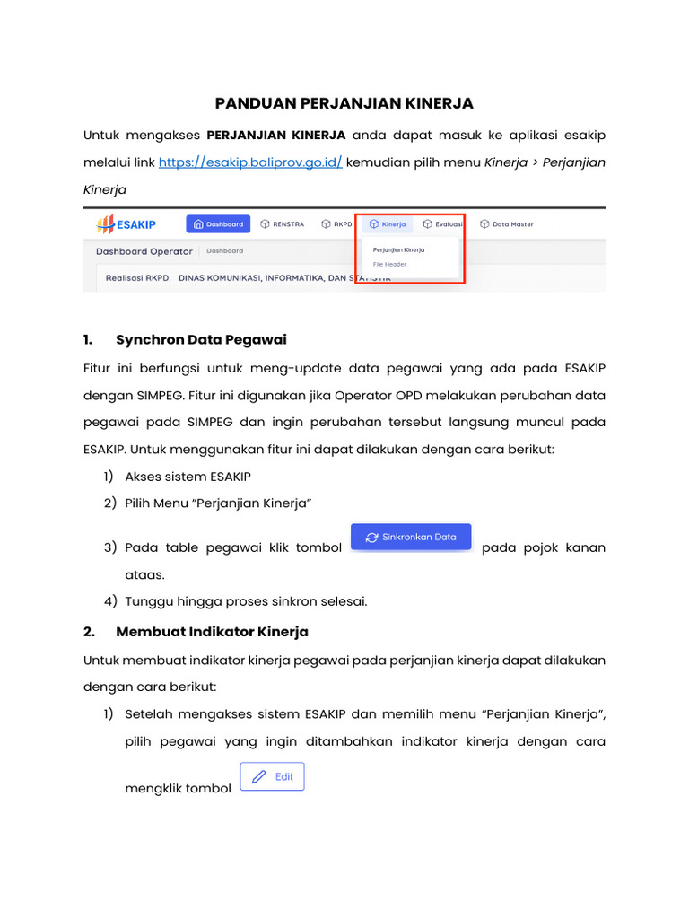 Panduan Perjanjian Kinerja Pdf