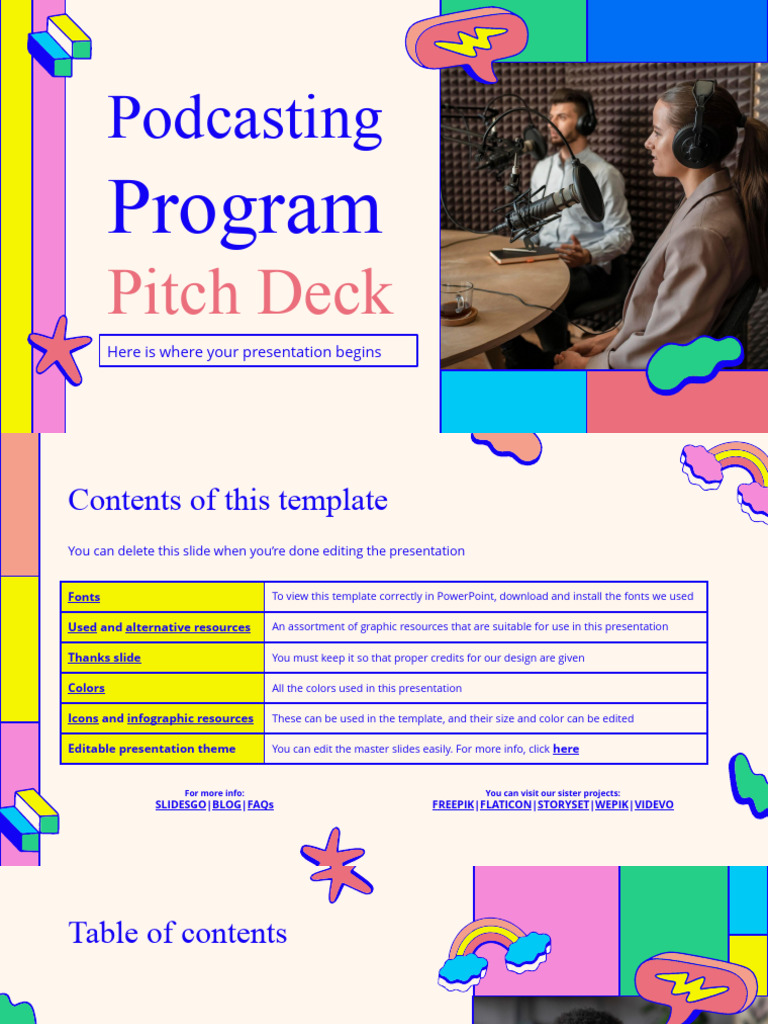 Podcasting Program Pitch Deck by Slidesgo | PDF | Market (Economics ...