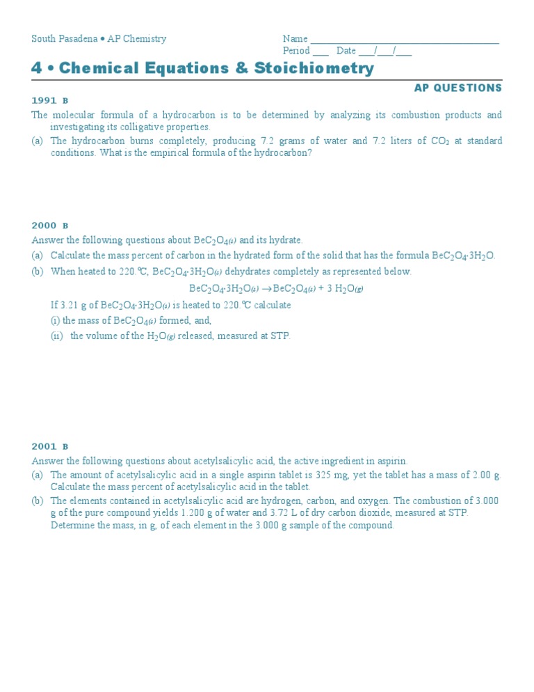 AP Chem - CHPT 4 Chemical Eqns and Stoich | PDF | Home & Garden