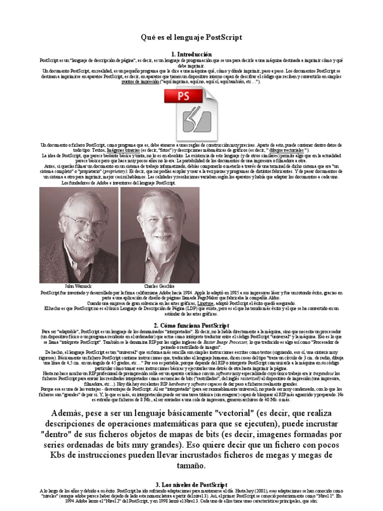 Qué Es El Lenguaje PostScript PDF Archivo de computadora