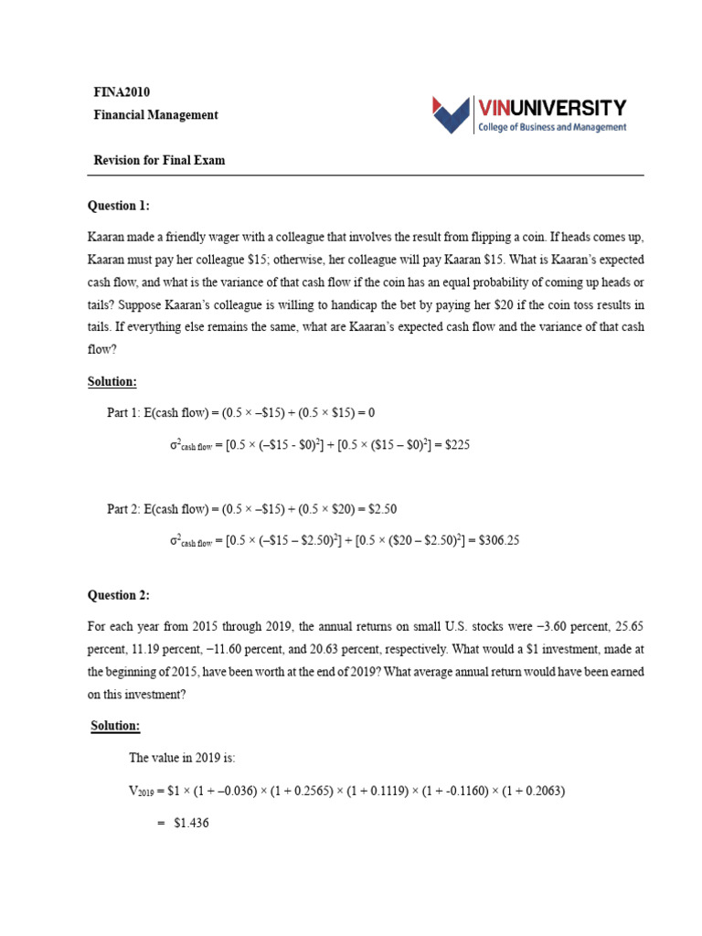 Financial Management Exam Revision Guide | PDF | Dividend | Net Present ...