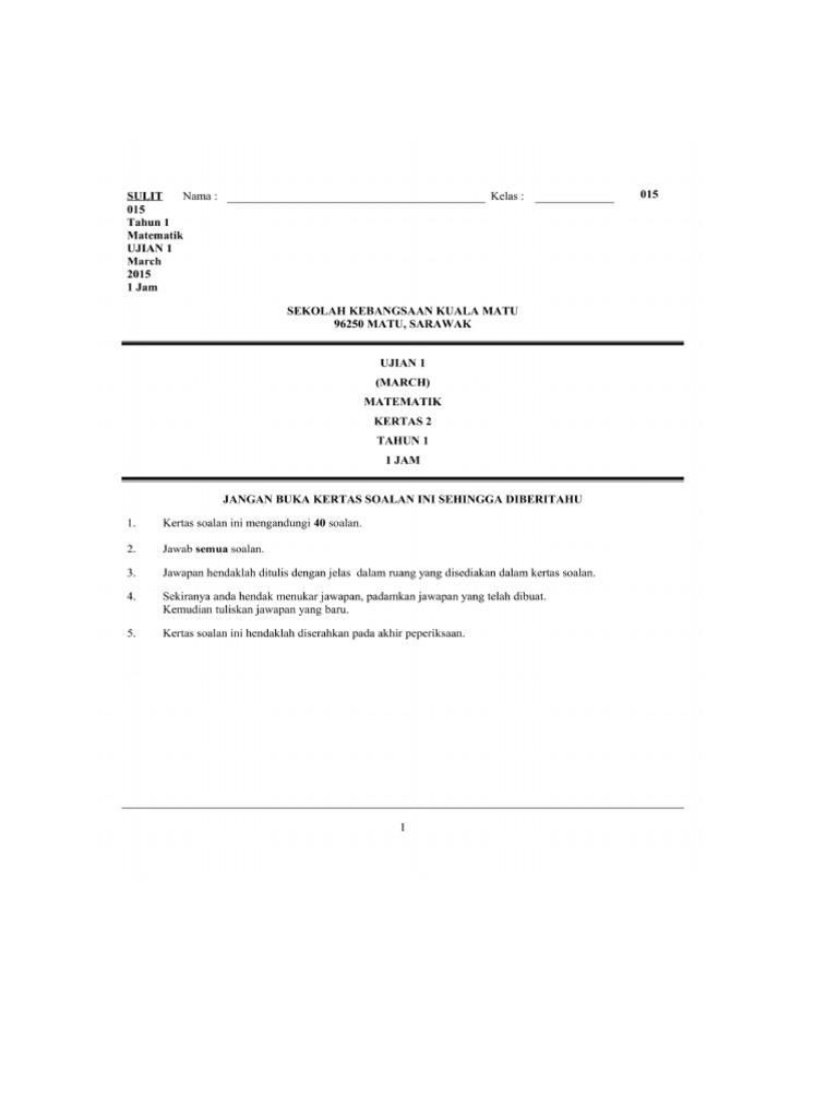 Matematik Tahun 2 Pdf