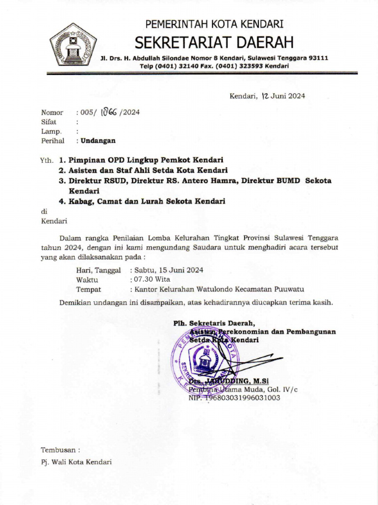Undangan Lomba Kelurahan TK Provinsi - 240615 - 053847 | PDF