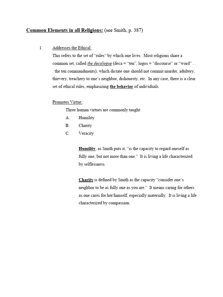 Common elements in all religions pdf virtue humility