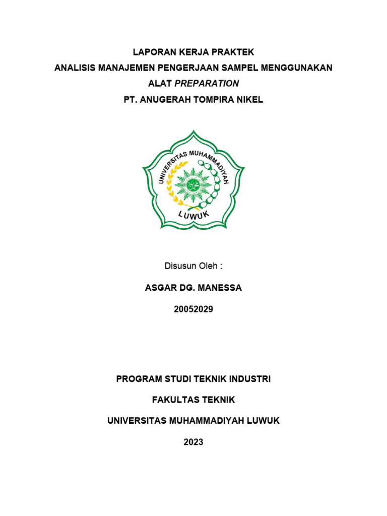 Laporan Kerja Praktek Cover | PDF