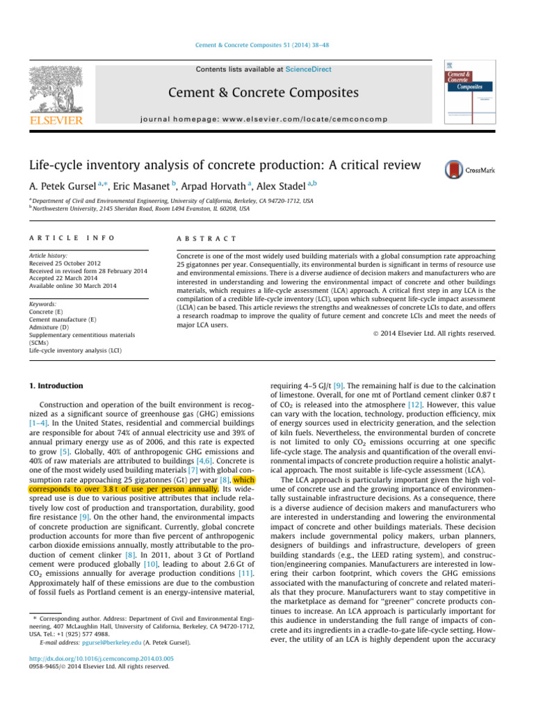 Life-Cycle Analysis of Concrete Impact | PDF | Life Cycle Assessment ...