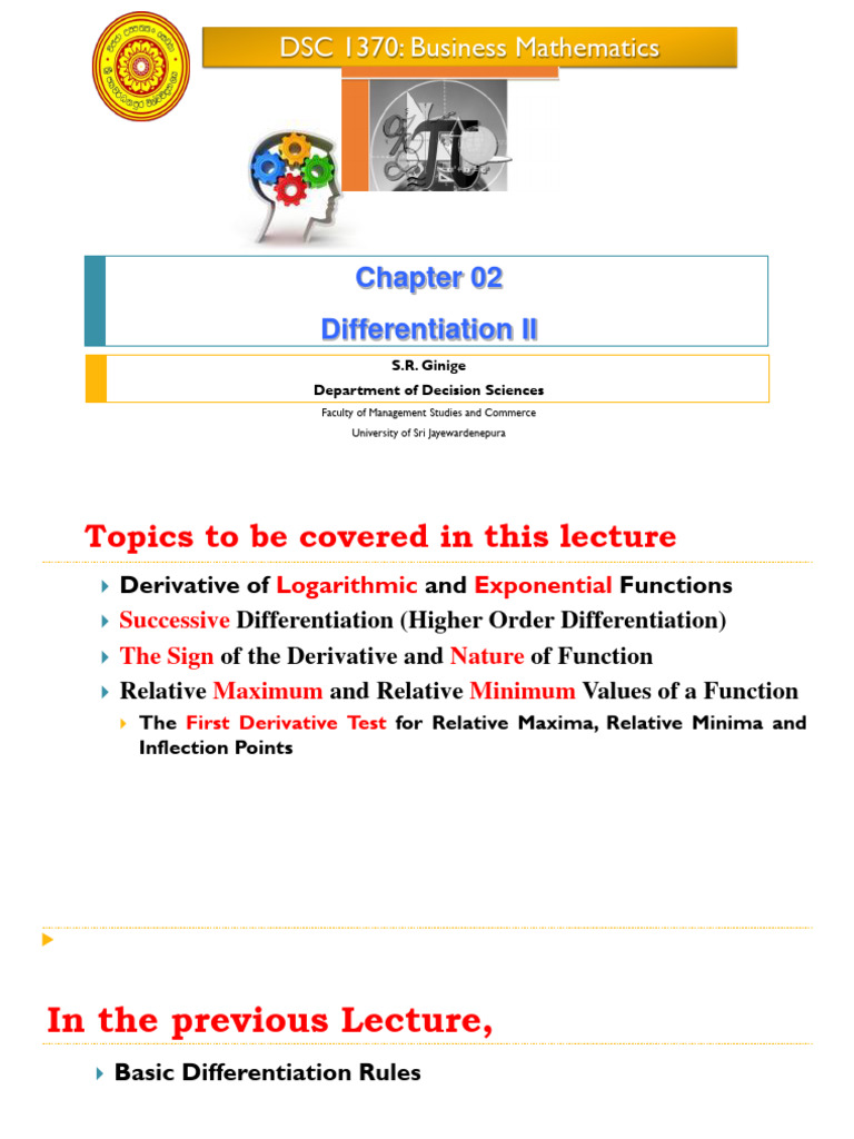 DSC 1370 - Differentiation Part - II - Final | PDF | Derivative ...