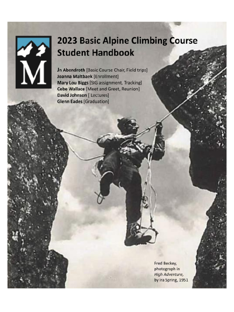 Basic Alpine Climbing Course Handbook | PDF | Mountaineering | Rock ...