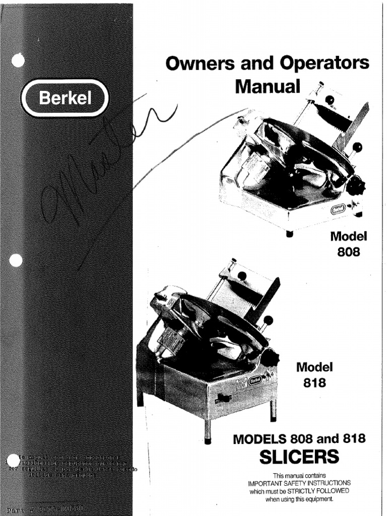 Berkel 818 Owners Manual | PDF
