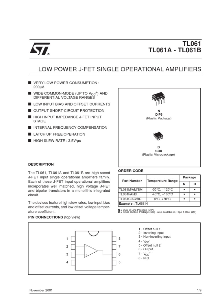 TL061 | Operational Amplifier | Amplifier
