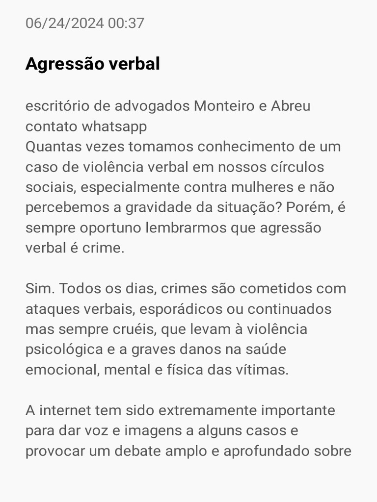 Combate à Agressão Verbal no Brasil | PDF | Agressão | Violência
