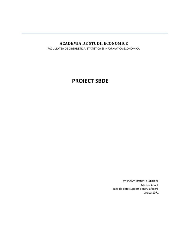 Proiect Seminar SBDE | PDF