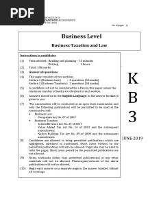 2019 - 6 - 10 - 106 - KB3-Business Taxation and Law June 2019 - English