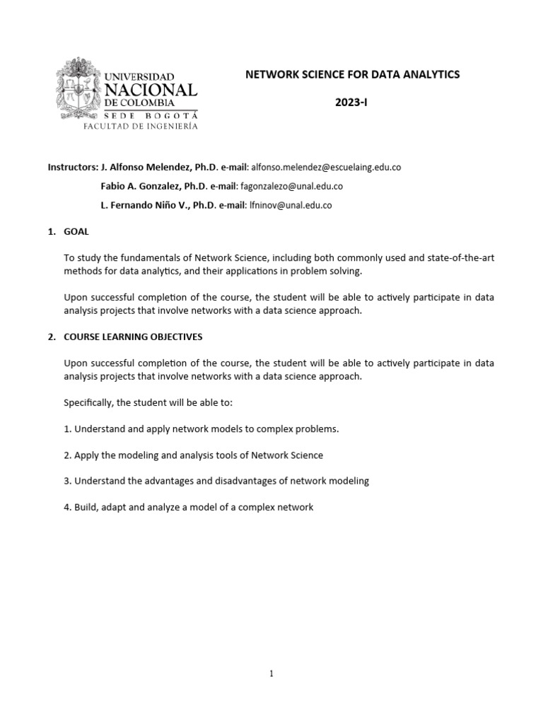 NETWORK SCIENCE FOR DATA ANALYTICS-2023-I-Syllabus-posted | PDF | Graph ...