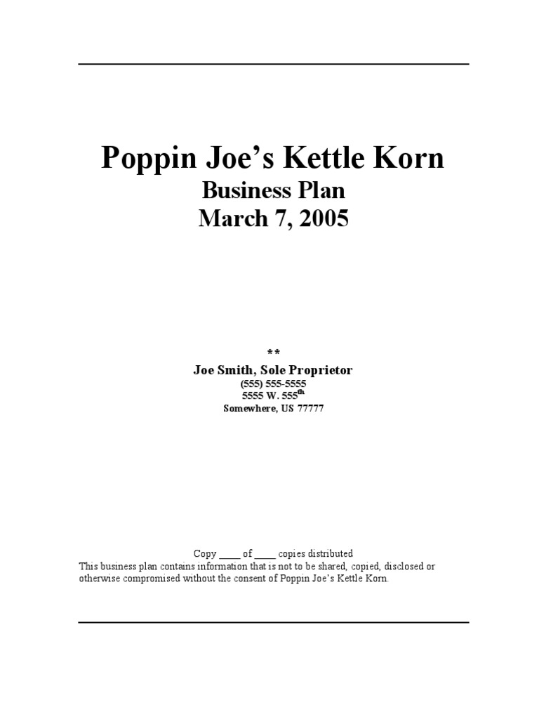 Business Plan Popcorn Sales