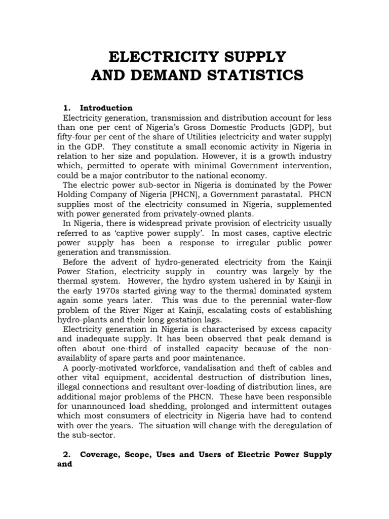 Electricity Supply and Demand | PDF | Power Station | Electricity ...