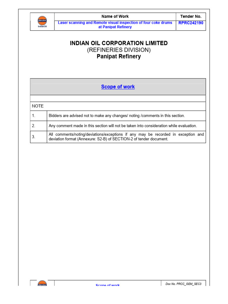 Coke Drum Inspection at Panipat Refinery | PDF