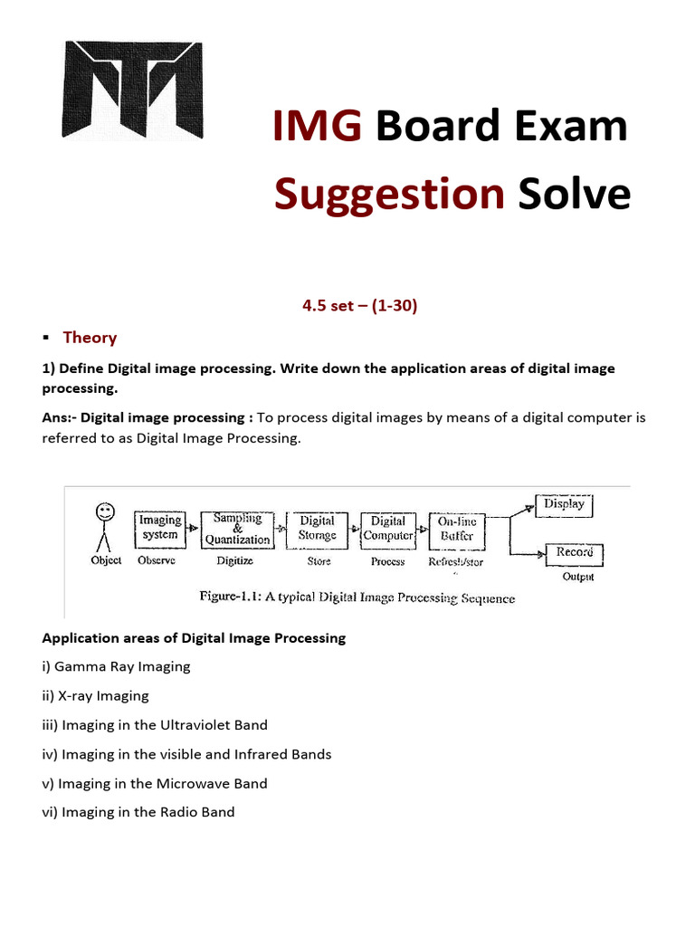 Digital Image Processing Exam Guide | PDF | Data Compression | Rgb ...