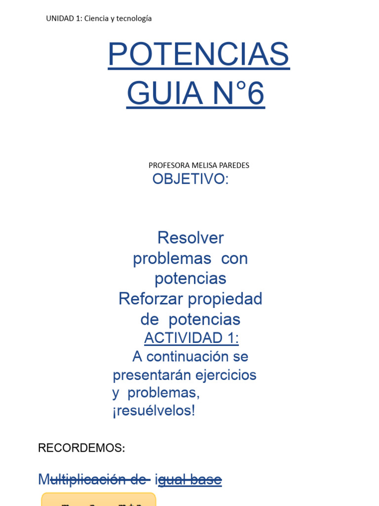 Guia 6 Potencias Pdf Matemáticas