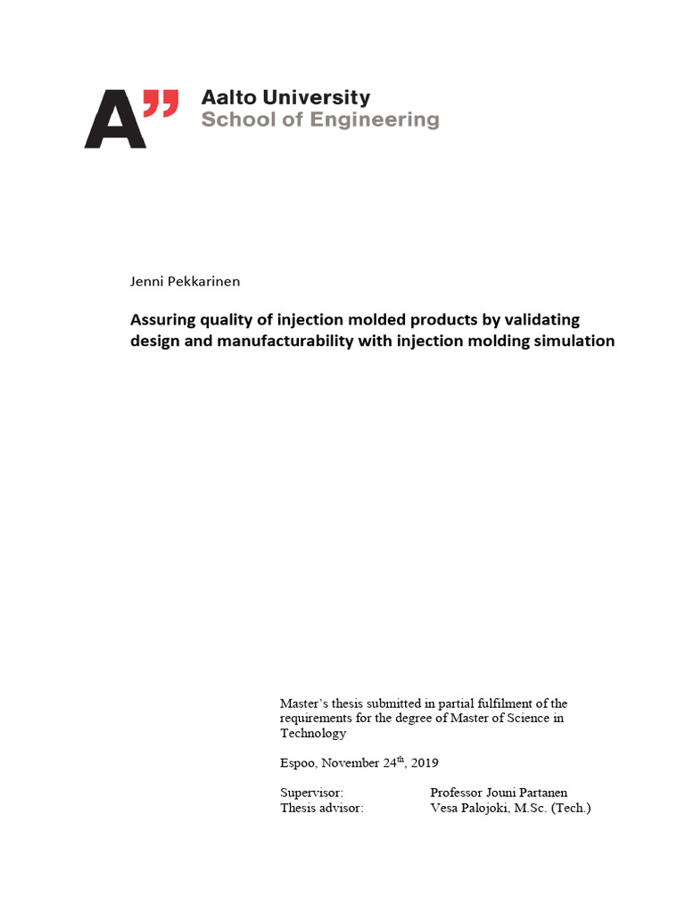 Assuring Quality of Injection Molded Products by Validating Design and ...
