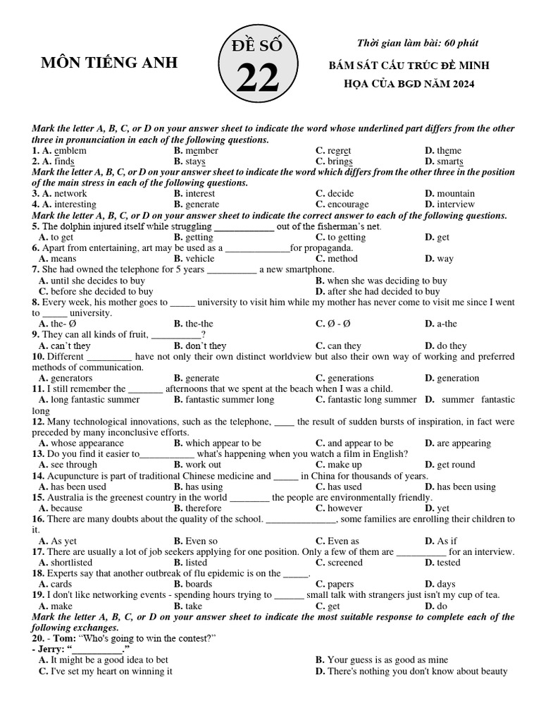English Language Test Practice | PDF | Photosynthesis | Volunteering