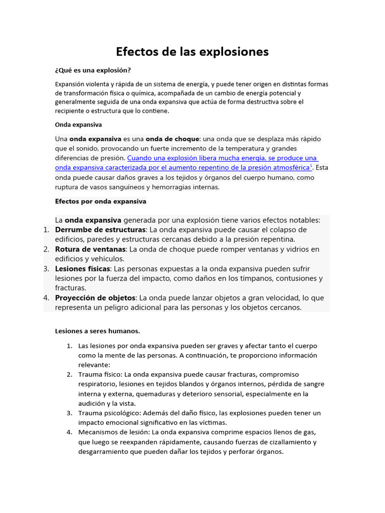Efectos de las explosiones en humanos y estructuras | PDF | Onda de ...