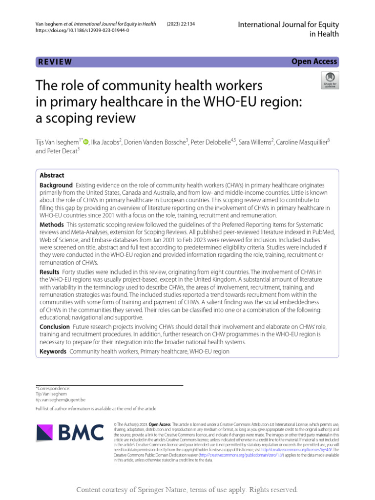 The Role of Community Health Workers in Primary He | PDF | Systematic ...