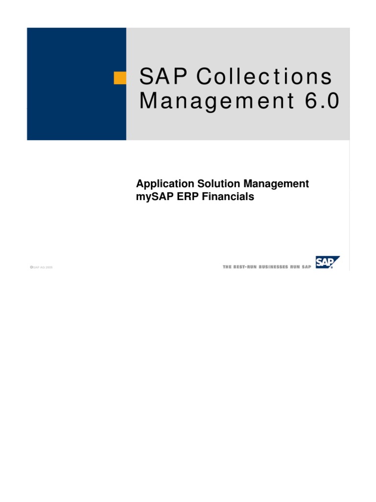 Sap Collections Management 6.0: Application Solution Management Mysap ...
