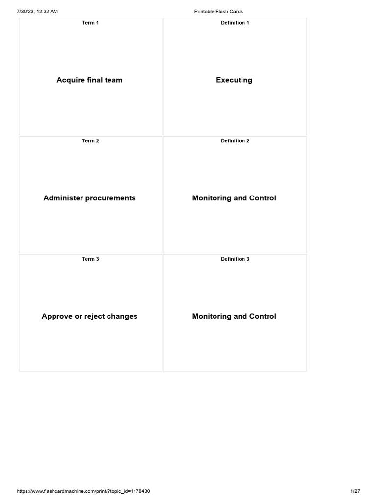 Printable Flash Cards | PDF | Risk | Business