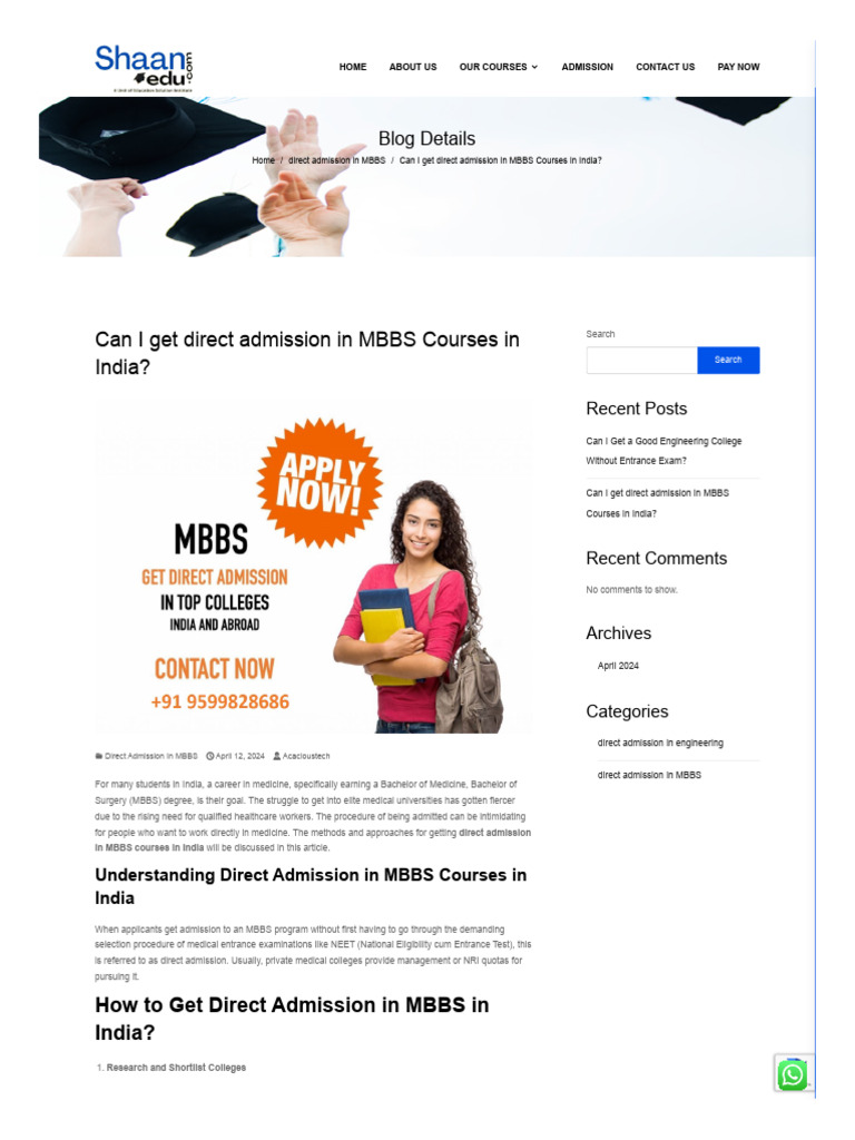 Can I Get Direct Admission in MBBS Courses in India | PDF | University ...