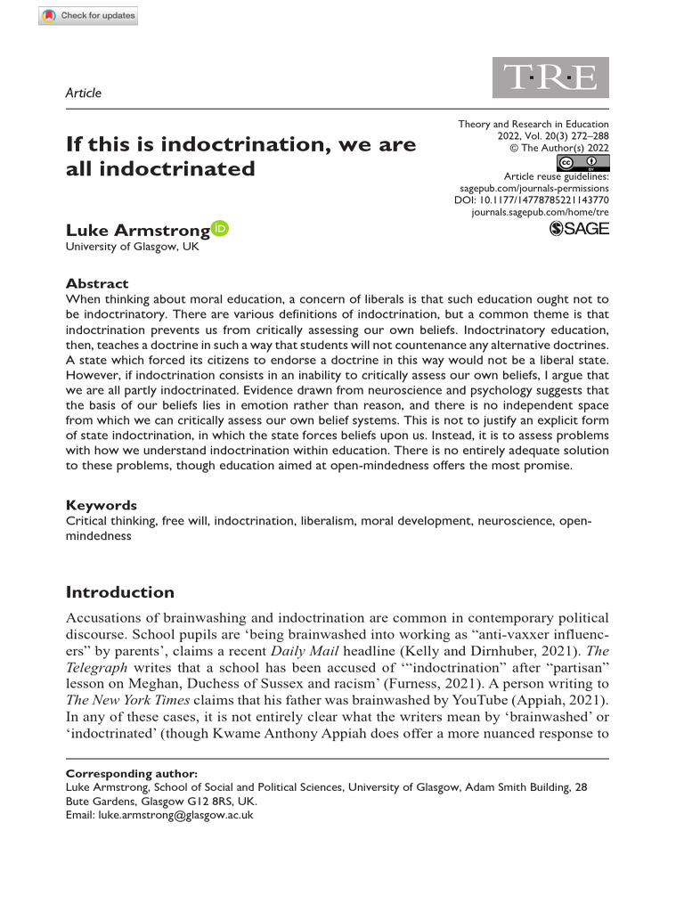 Done - If This Is Indoctrination, We Are | PDF | Free Will | Reason
