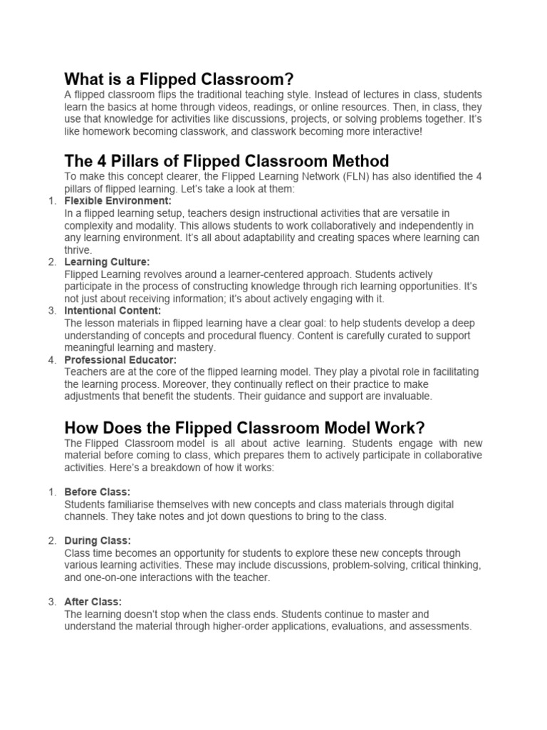 Understanding the Flipped Classroom Model | PDF | Educational ...