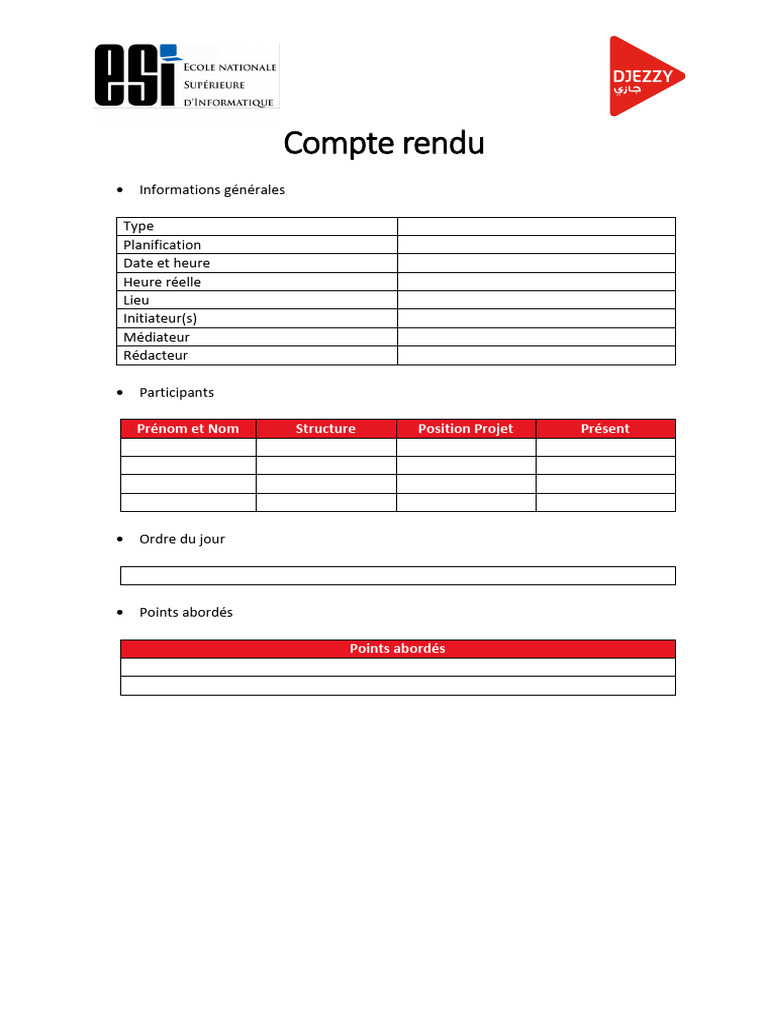 Compte Rendu Template | PDF
