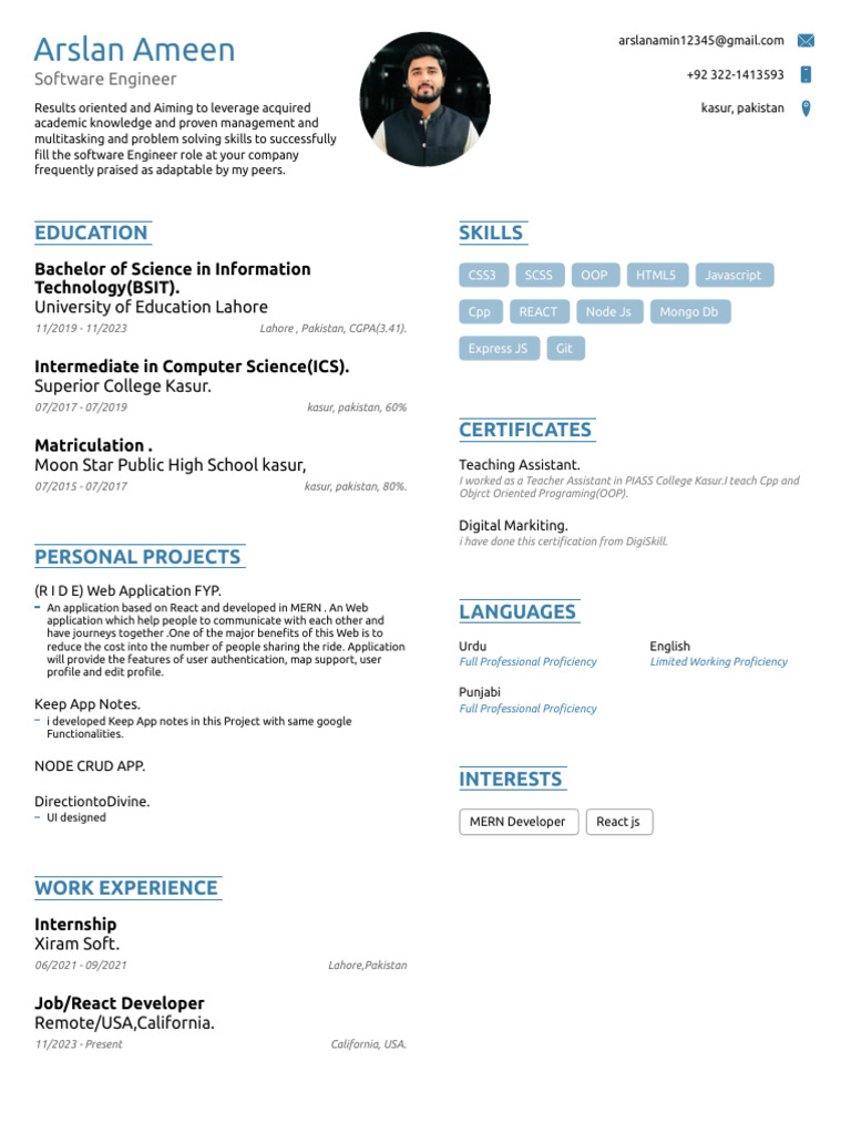 Arslan Ameen Resume | PDF | Application Software | Software Engineering