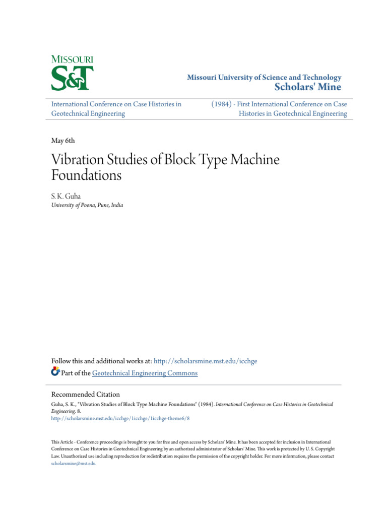 Vibration Studies of Block Type Machine Foundations | PDF | Oscillation ...