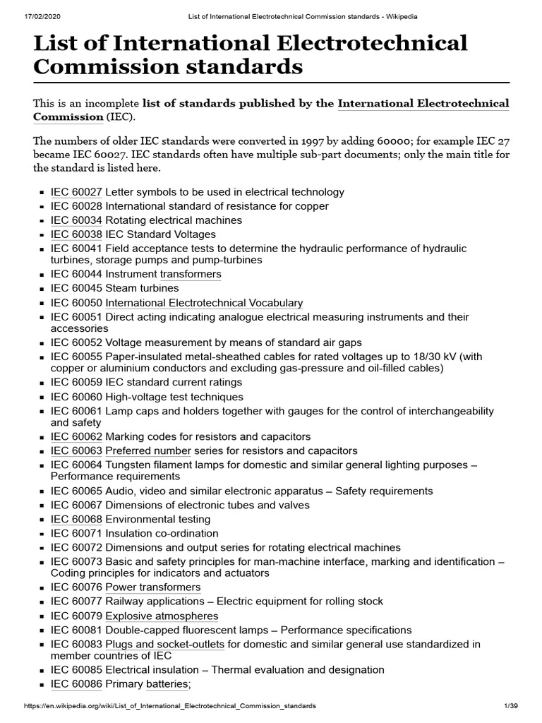 IEC Standards Overview and List | PDF | Insulator (Electricity ...