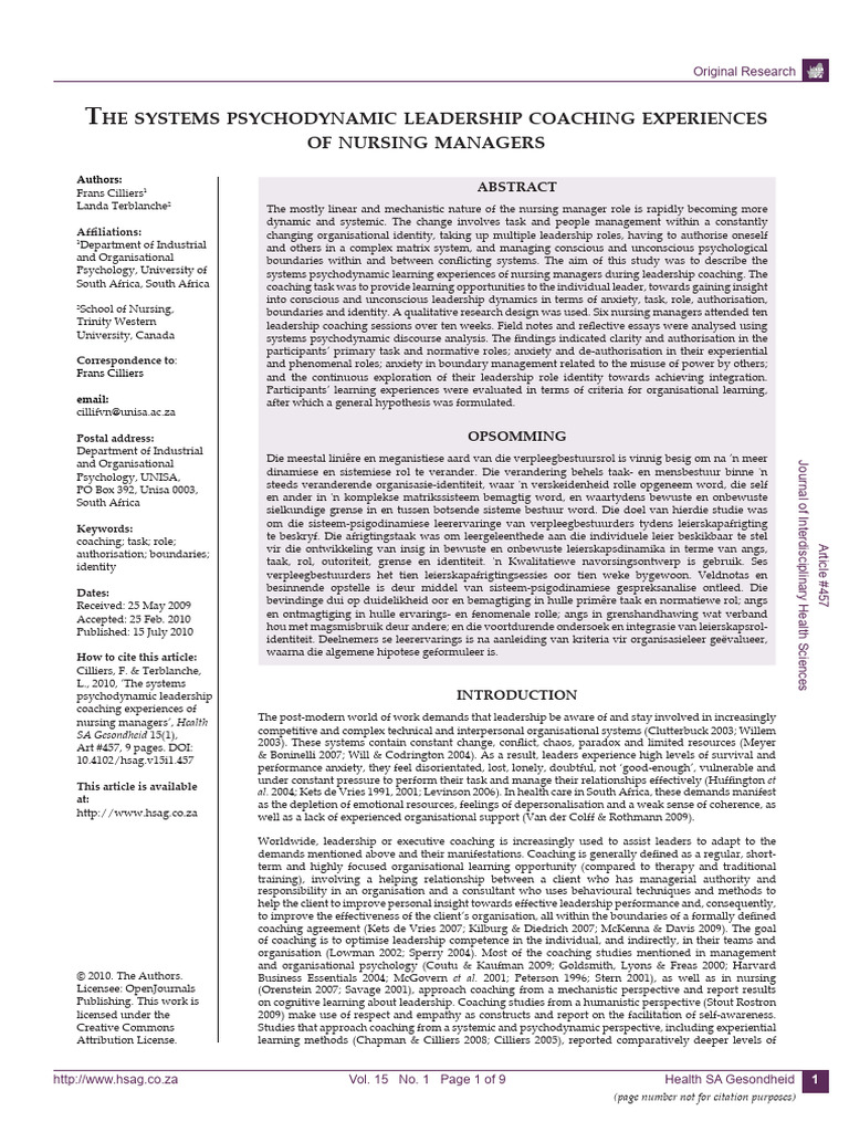 The Systems Psychodynamic Leadership Coa | PDF | Leadership ...
