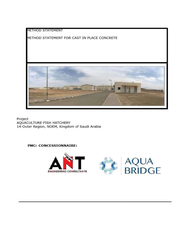 Method Statement for Cast in Place Concrete | PDF | Concrete ...