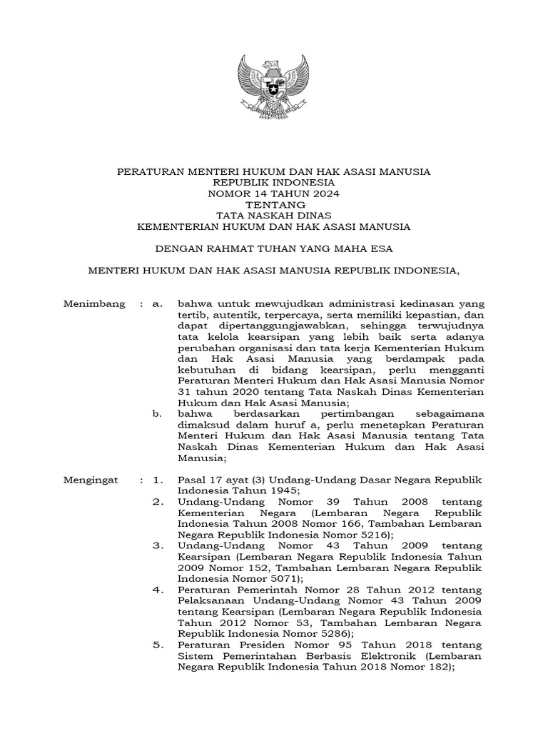 Permenkumham nomor 14 tahun 2024 pdf