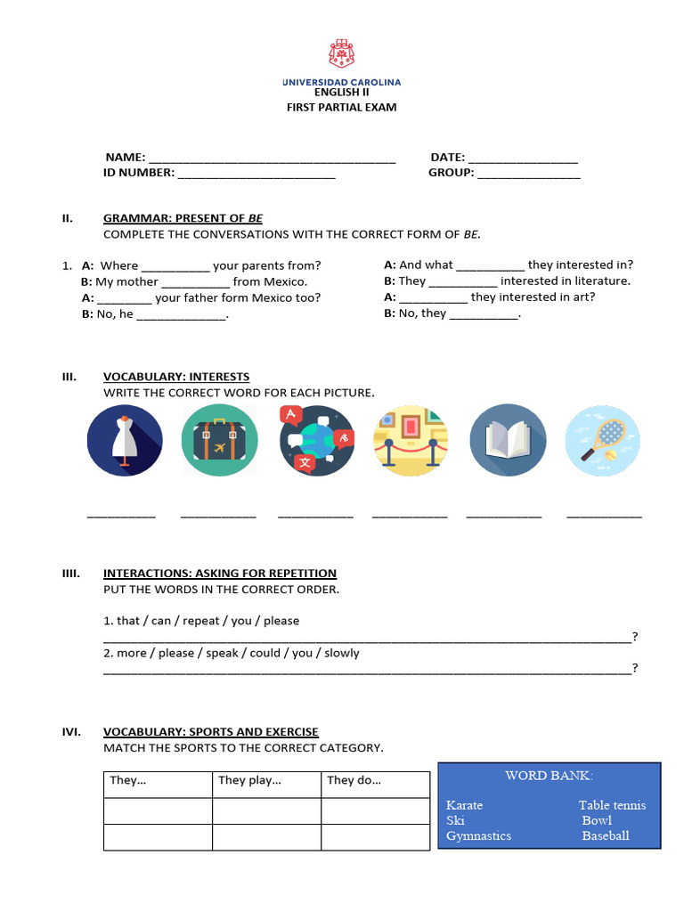 English II First Partial Exam Guide | PDF | Linguistics | Chess