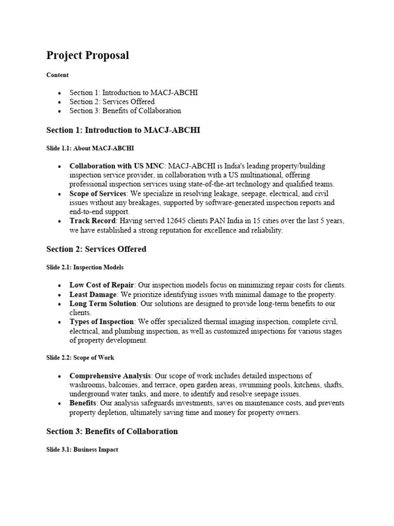 MACJ-ABCHI Property Inspection Proposal | PDF | Investing | Return On ...