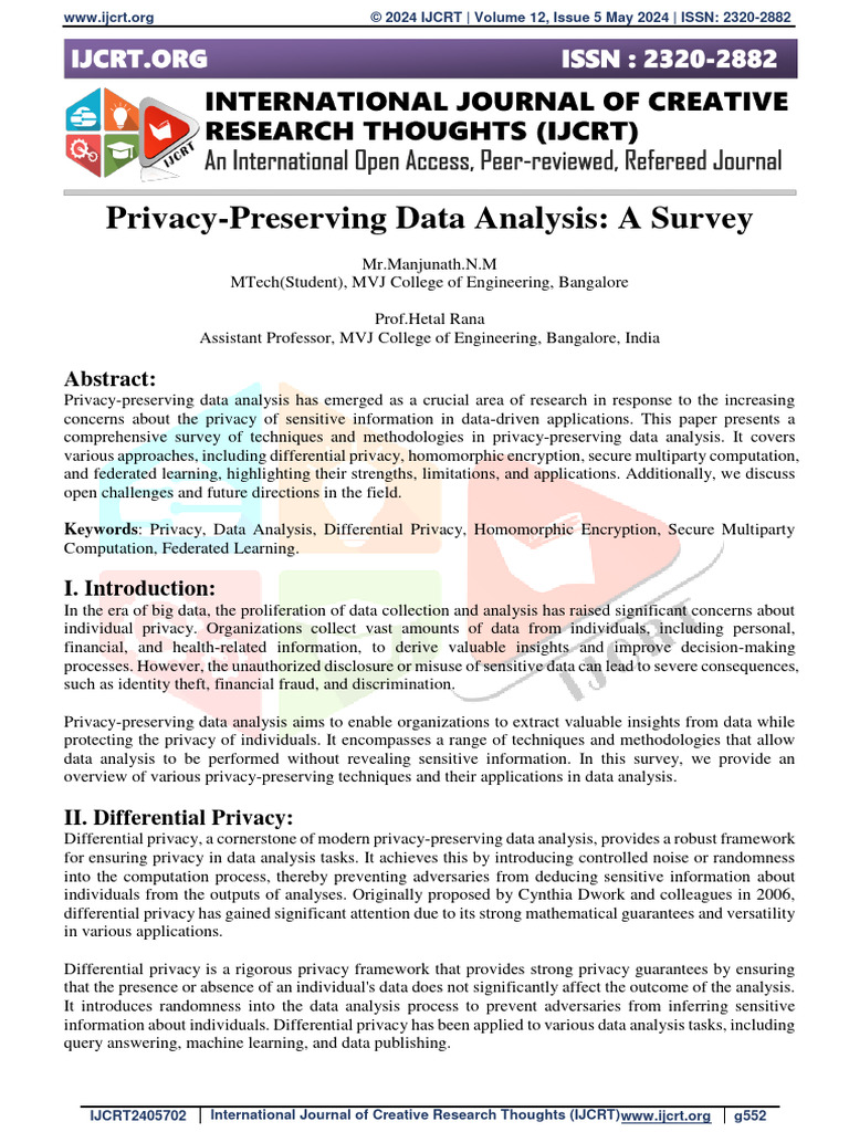 Privacy-Preserving Data Analysis - A Survey | PDF | Encryption | Privacy