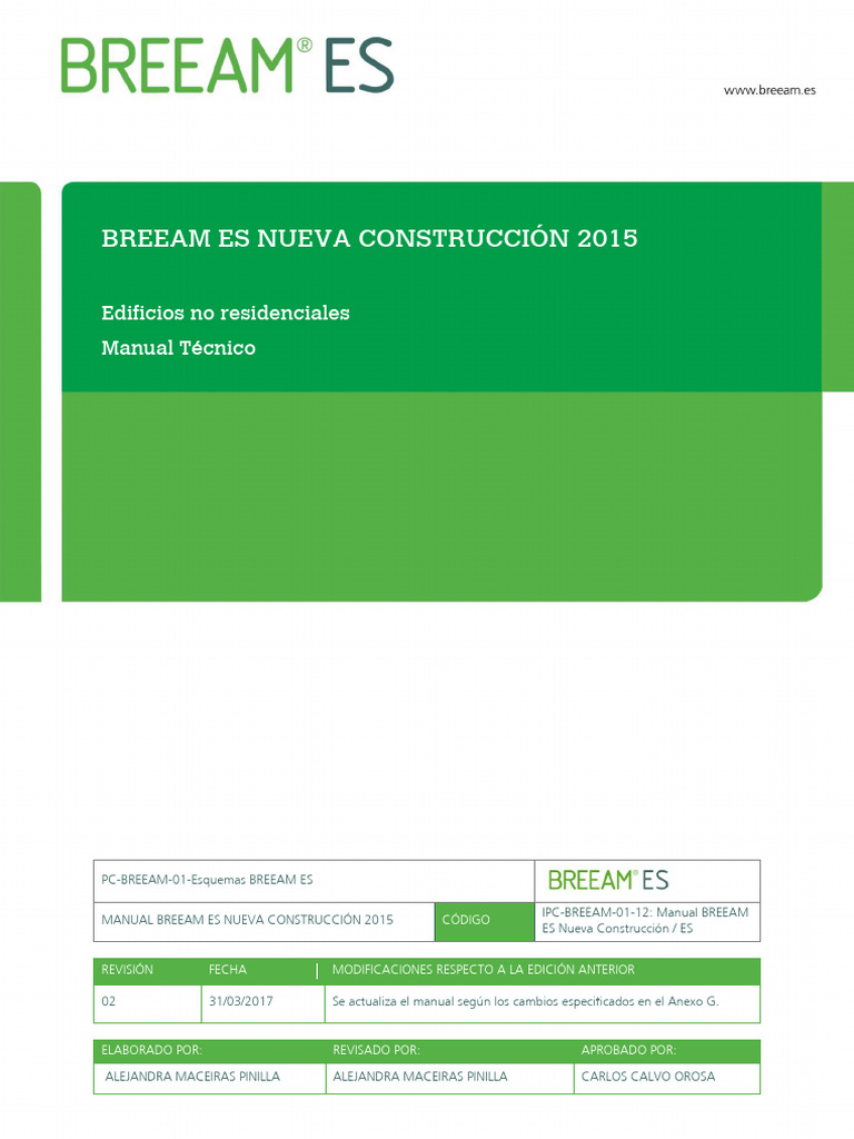 Manual Tecnico BREEAM ES Nueva Construccion 2015 Edicion Actualizada 02 ...
