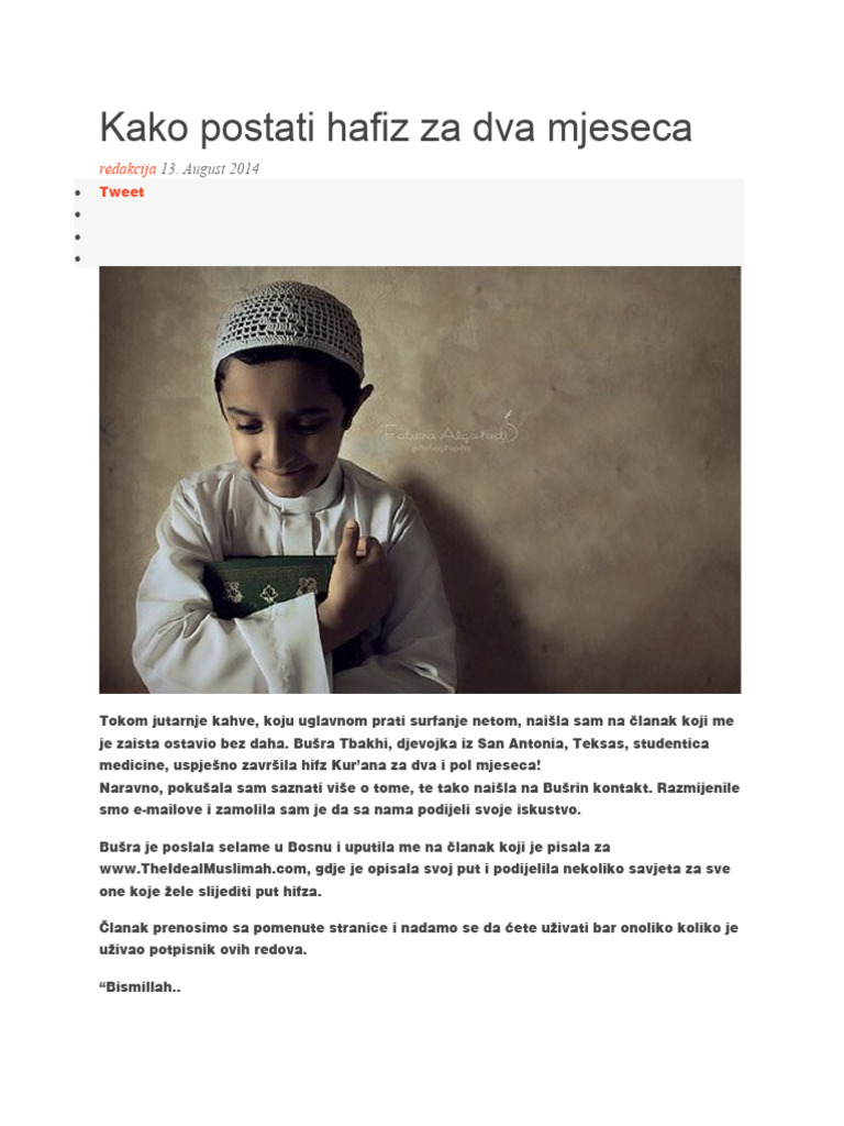 Kako Postati Hafiz Za 2 Mjeseca | PDF