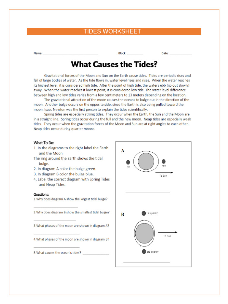 TIDES WORKSHEET PDF